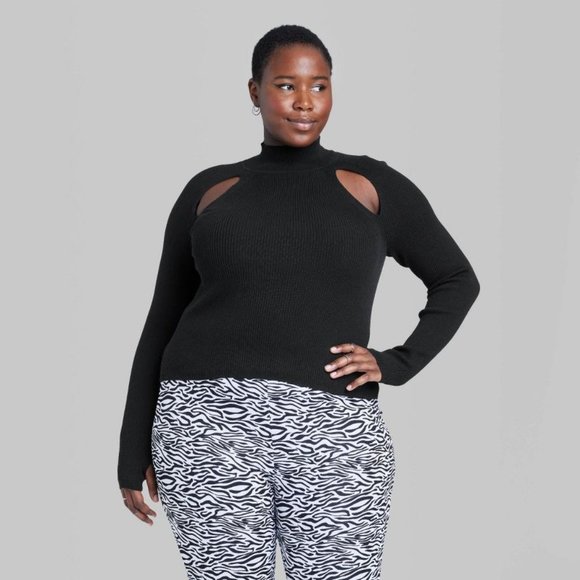 wild fable Sweaters - Wild Fable™ - Women's Mock Turtleneck Fitted Cut Out Pullover Sweater Size XXL